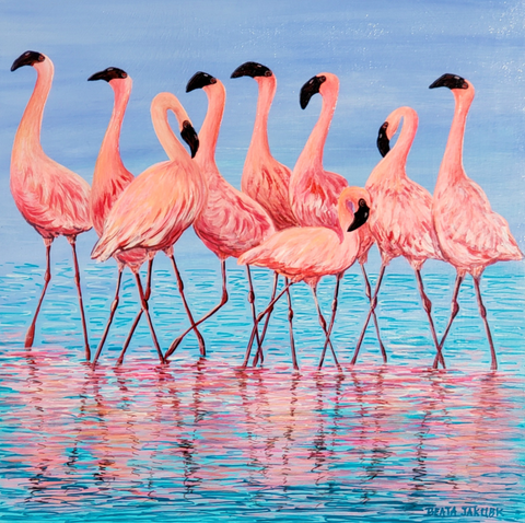 beata jakubek ~ Dazzling Flamingos